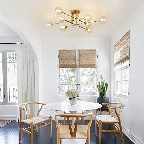 Gold Mid Century Modern Sputnik Flush Mount Ceiling Light 8