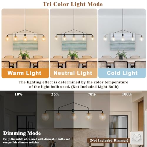 Linear Chandelier for Dining Room 5 Lights Black Kitchen Island Lights