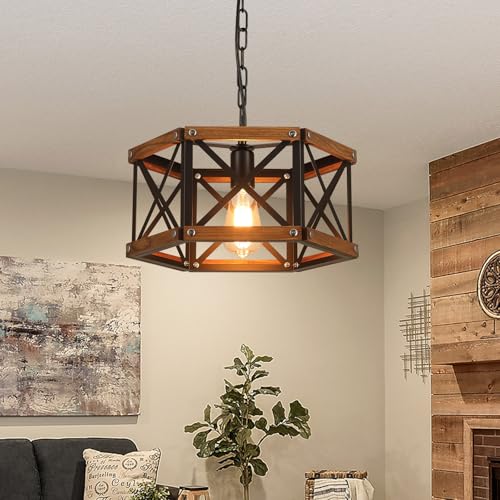 Rustic Farmhouse Wood Pendant Light Fixture One
