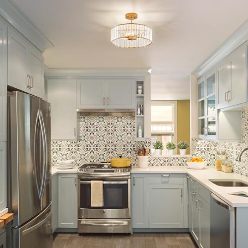Modern Gold Semi Flush Mount Ceiling Light Crystal 3
