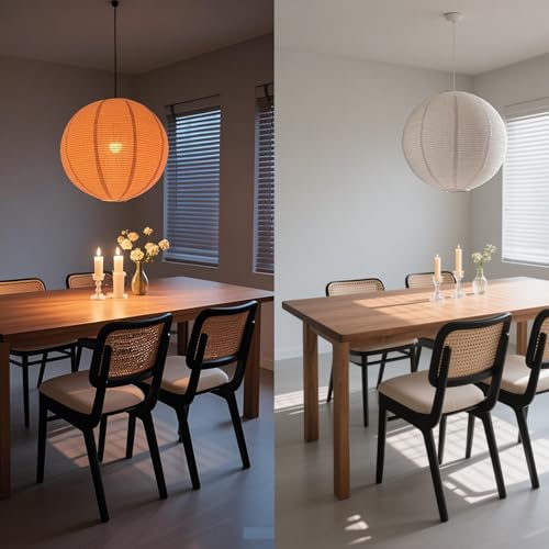 Large Hanging Lamp Shade 20INCH Can Replace Round Paper Lanterns Linen Pendant Light Handmade Hanging Lantern Minimalist Decorations Suitable For The Living Room