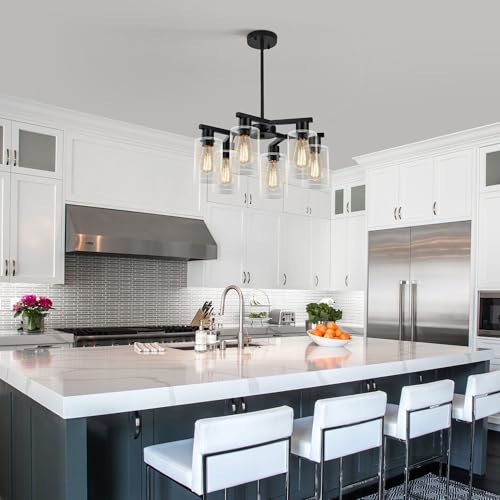 6 Light Modern Farmhouse Black Chandelier (6 Count)