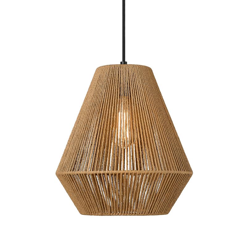 Woven Pendant Lights Modern Boho Hanging Lamp with 12" Handwoven Rattan Basket Shade Adjustable Rustic Pendant Light Fixtures for Kitchen Island Farmhouse Dining Room Bar Bedroom Foyer Hallway