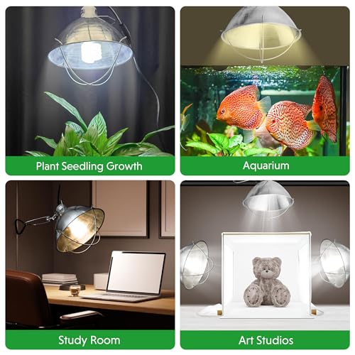 Clamp Lamp Light Socket with 10.5 Inch Aluminum Reflector and Bulb Guard (2 Count)
