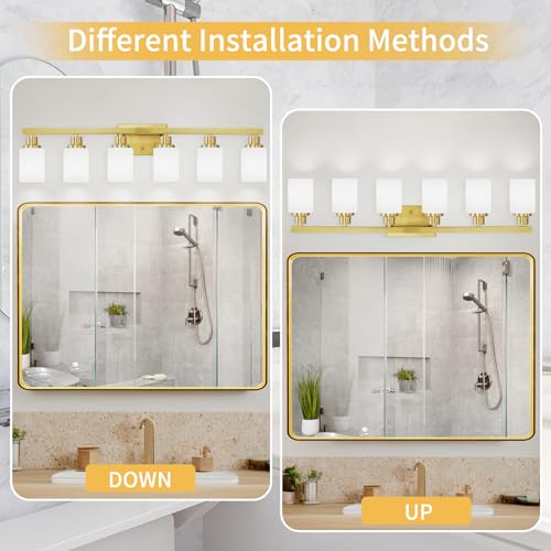 6 Light Gold Bathroom Vanity Light Bathroom Light Fixture 36.8in