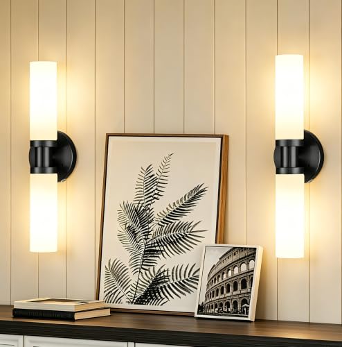 Black Wireless Battery Operated Wall Sconce with Remote Control (2 Count)