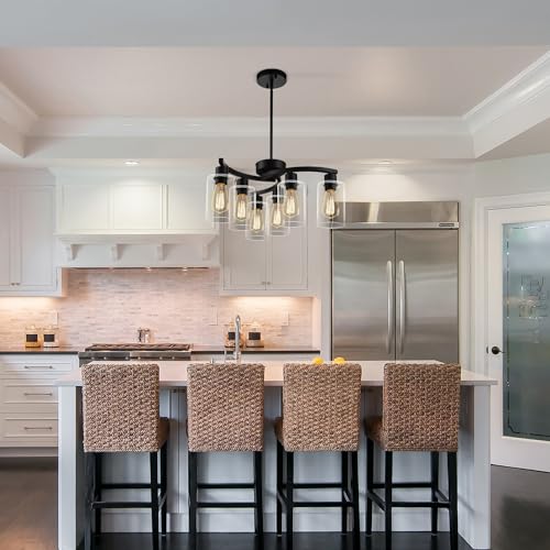 6 Light Modern Farmhouse Black Chandelier (6 Count)