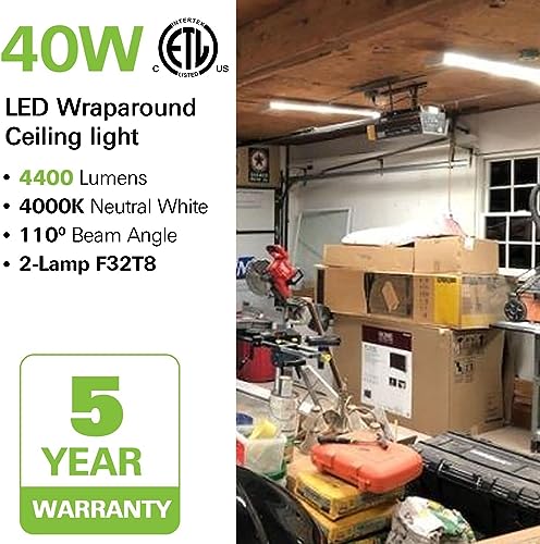 4 Pack 4FT LED Wraparound Light 40W 4 Foot LED Shop Lights for Garage (4 Count)