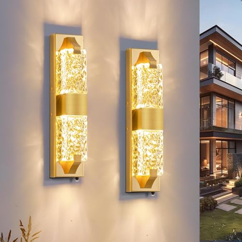 18.5" Gold Outdoor Wall Light Fixtures (2 Count)