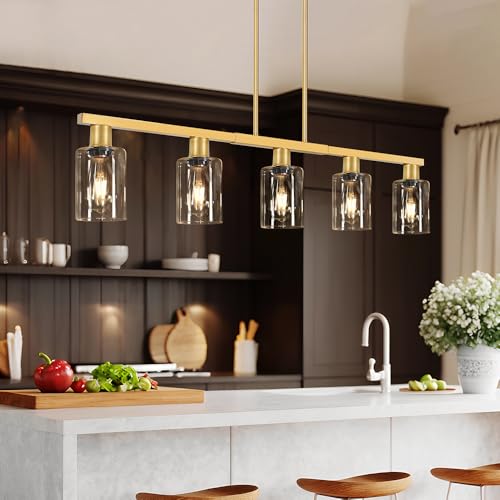 5 Light Kitchen Island Lighting Gold Adjustable Chandelier