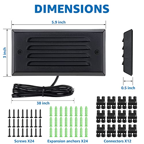 6" Low Voltage Step Lights Outdoor 5W 3000K Black Aluminum 12 (12 Count)
