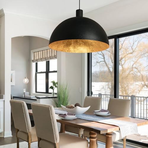 Black and Gold Dome Pendant Light