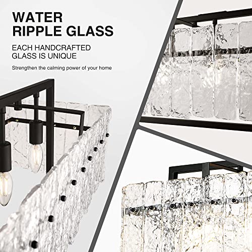 Modern Rectangle Black Crystal Chandeliers for Dining Room