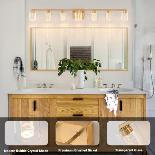 7 Light Gold Vanity Light with 3 Color Modes