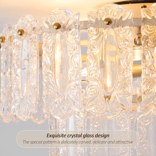 Crystal Caged Ceiling Fan with Light Flush Mount (20inch Gold Crystal Caged Ceiling Fan with Light)