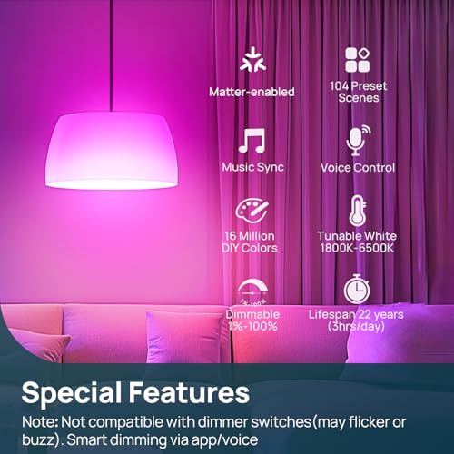 Matter Smart Light Bulbs (2 Count)