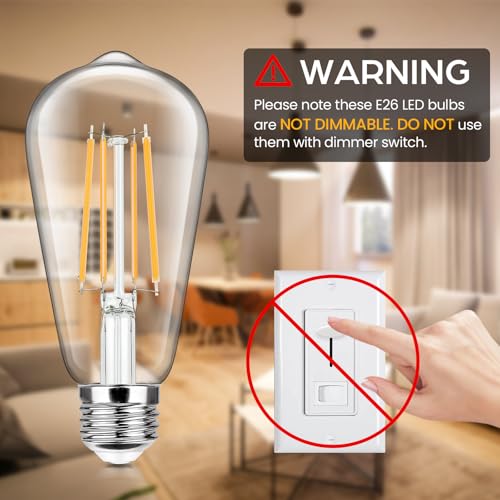 4 Pack Vintage LED Edsion Bulbs 100W Equivalent (4 Count)