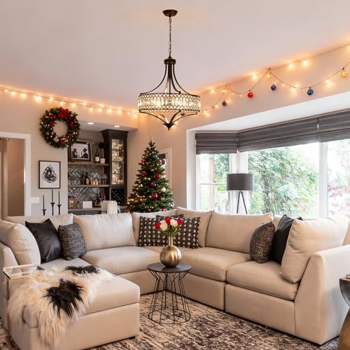 20" Black Crystal Chandeliers for Dining Room