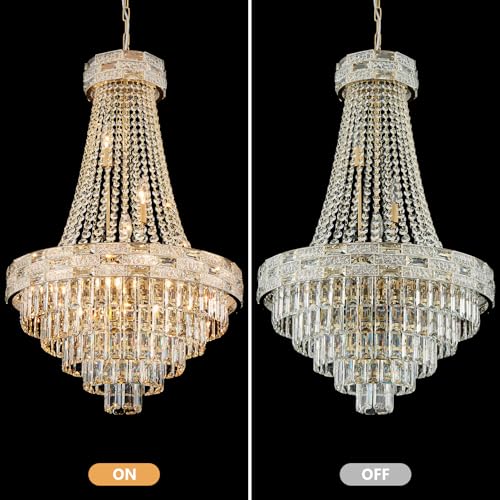 12 Light Gold Crystal Chandeliers