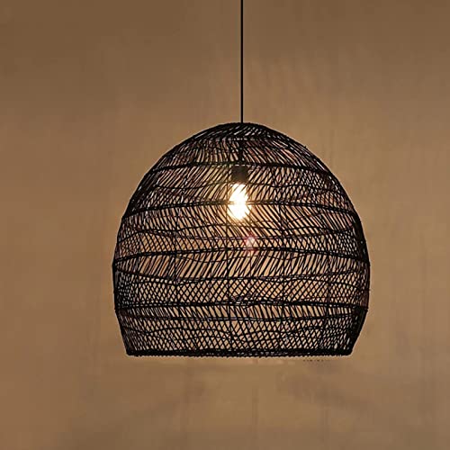 13.75" Black Woven Pendant Lighting Fixture for Living Room