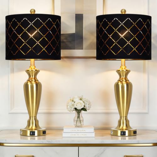 30" Tall Gold Table Lamps Set of 2 for Living Room & Bedroom (2 Count)
