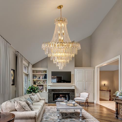 34 Inch Large Tiered Empire Crystal Chandelier