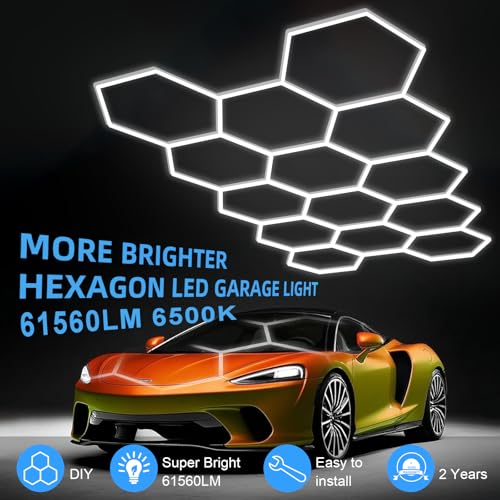 14 Hexagon LED Garage Light 6500K
