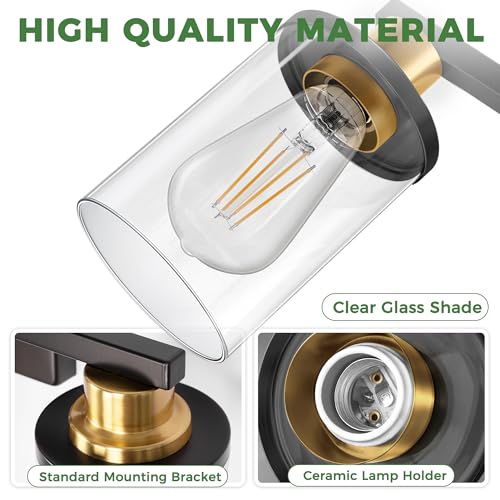 5 Light Black Gold Bathroom Light Fixture Over Mirror (5 Count)