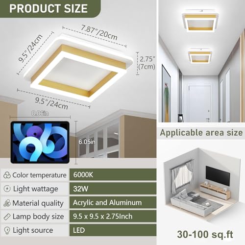 3 Packs 32W Square Flush Mount Ceiling Light