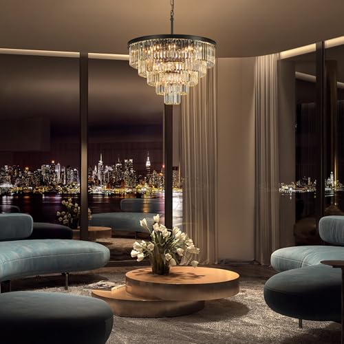 Black Crystal Chandeliers for Living Room