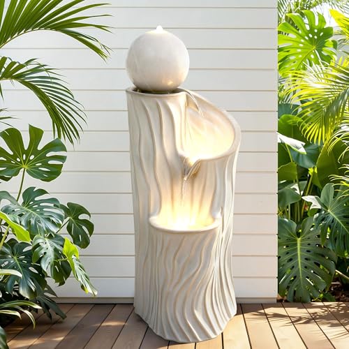 32"Ceramic 3 Tier Sphere Outdoor Water Fountain
