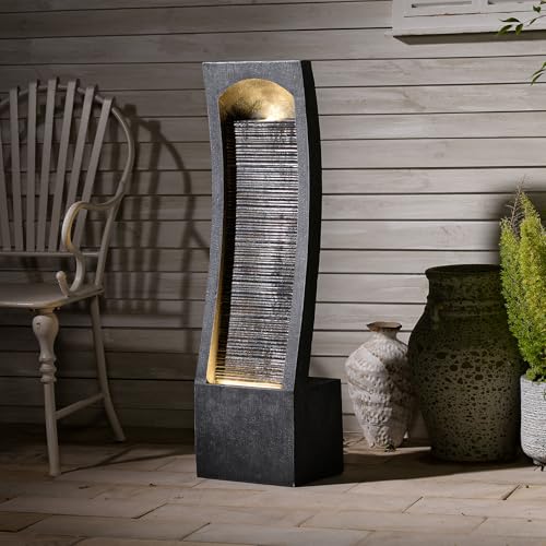 42H Modern Curved Indoor Water Fountain with LED Lighting