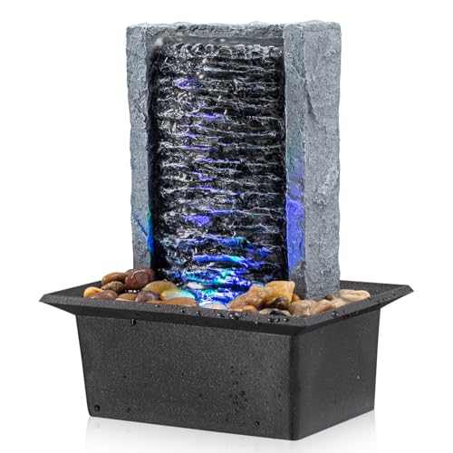 Tabletop Fountain Indoor Waterfall Rock Fountain LED