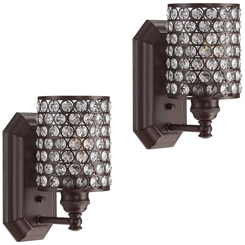 2 Pack 1 Light Polyhedral Crystal Modern Oil Rubbed Bronze Wall Sconce Light Fixture (2 Count)