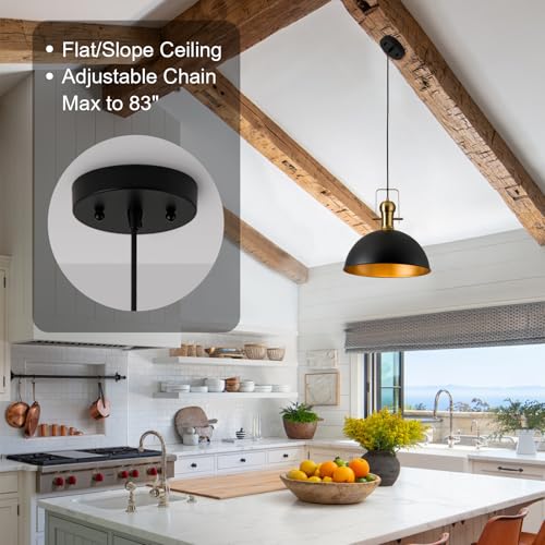 12 Inch Black Farmhouse Pendant Lights for Kitchen Island 3 Pack (3 Count)