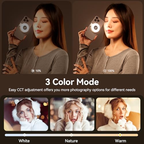 2-in-1 Magnetic Phone Tripod & Selfie Light Kit, MA30 Phone Stand with LM19 2500K-8500K LED Fill Light for MagSafe, Compatible with iPhone 17-12 Series for Photo/Vlog/Video/TikTok, Black