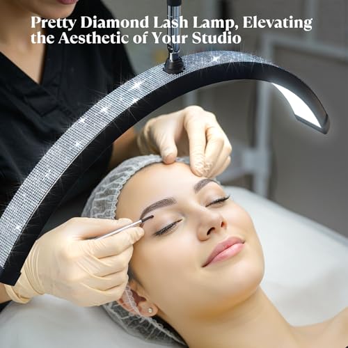 Lash Light 23IN Bling Diamond Half Moon Light with Tool Tray