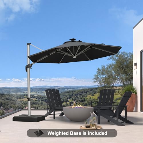 Patio Umbrella with Base Included 10ft Solar LED Light