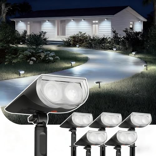 Solar Spotlights Outdoor Waterproof Dusk to Dawn Cool White 6 Pack (6 Count)