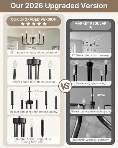 6 Light Black Chandelier