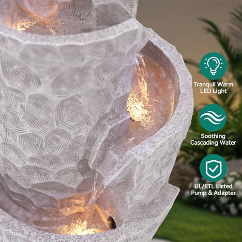4 Tier Twist Outdoor Water Fountain with Rotating Crystal Ball