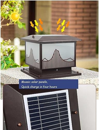 Modern Patio Solar Pillar Lights Square Fence Outdoor Table Lamp Led Pillar Light Adjustable by Remote Control Ip54 Waterproof Classic Vintage Column Lights Deck Walkw