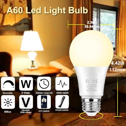 E26 A60 9W Smart LED Light Bulb with a 2.4GHz Remote Control