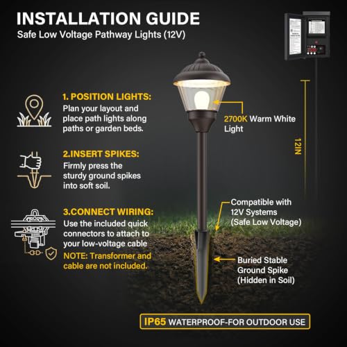 12V Low Voltage Path Lights 2W LED Landscape Lighting Bronze