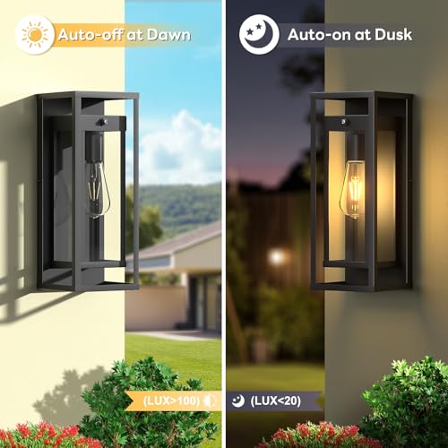 Dusk to Dawn Outdoor Wall Light 15in Waterproof Large Porch Sconce (2 Count)