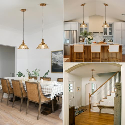 Glass Pendant Lights Modern Pendant Lighting Fixtures Hanging Lamp for Kitchen Island Bedroom Dining Room Coffee Shop Hallway Amber and Brass