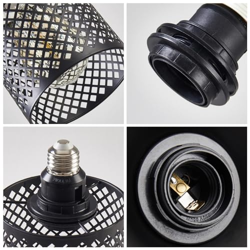 E26 to E26 Edison Light Fixture Vintage Black Metal Cage Light for Wall Sconce Pendant Floor Lamp & Ceiling Light Fixture