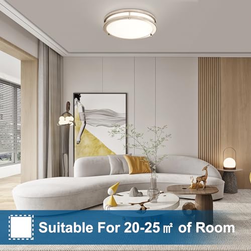 13inch LED Flush Mount Ceiling Light Fixture 5CCT Brushed Nickel (2 Count)