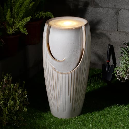 Ivory Ceramic Pillar Fountain
