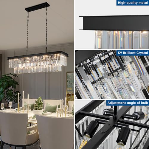 Black Crystal Chandeliers for Dining Room